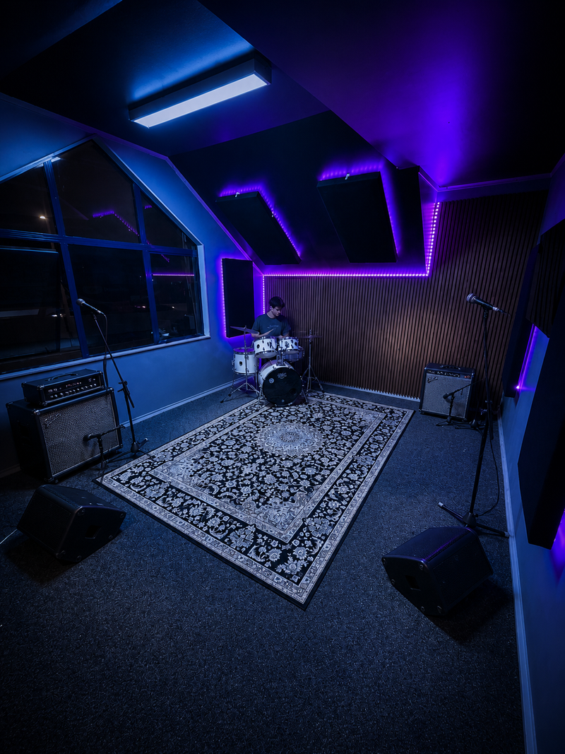Drummer in the Band Factory rehearsal room