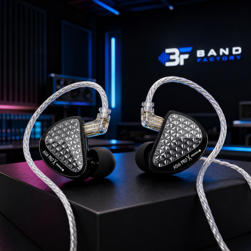 KZ AS16 Pro X in-ear monitors — Band Factory studio hero