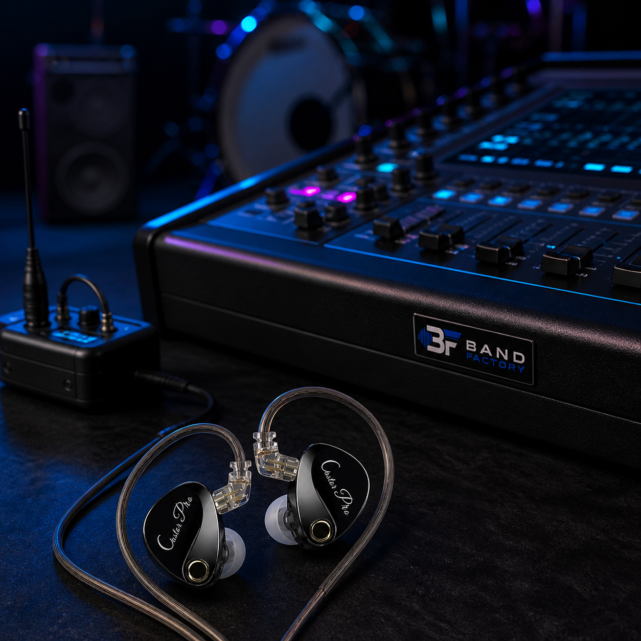 KZ Castor Pro in-ear monitors — Band Factory rehearsal equipment scene