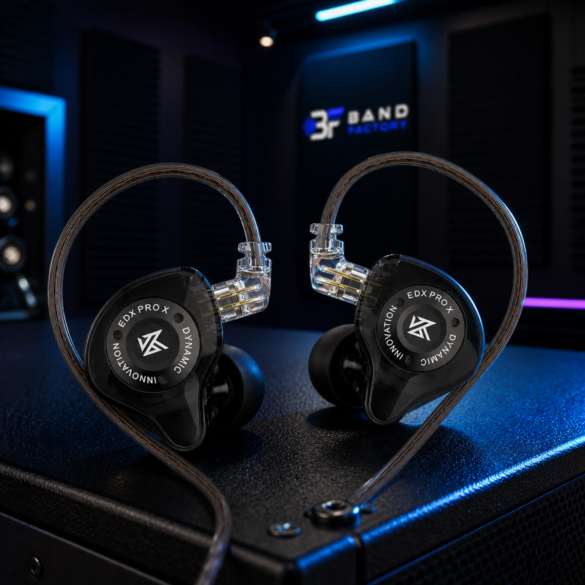 KZ EDX Pro X in-ear monitors — Band Factory studio hero