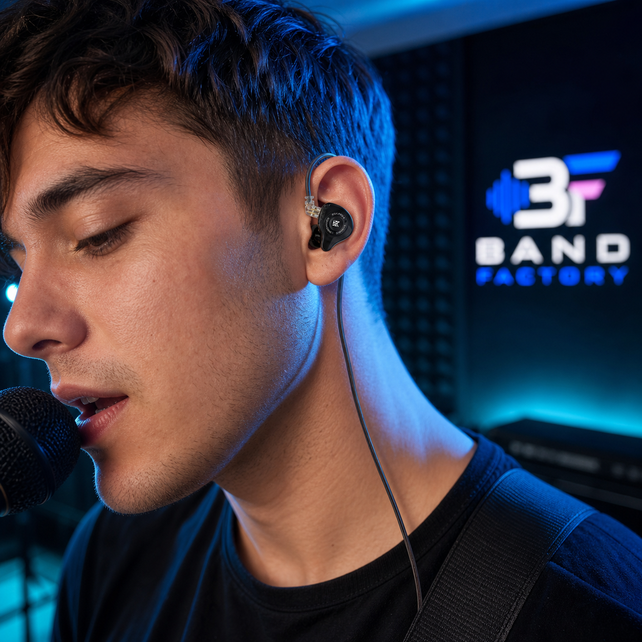 KZ EDX Pro X in-ear monitors — Band Factory on-ear rehearsal lifestyle