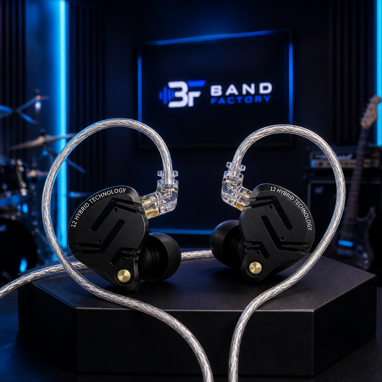 KZ ZS12 Pro X in-ear monitors — Band Factory studio hero