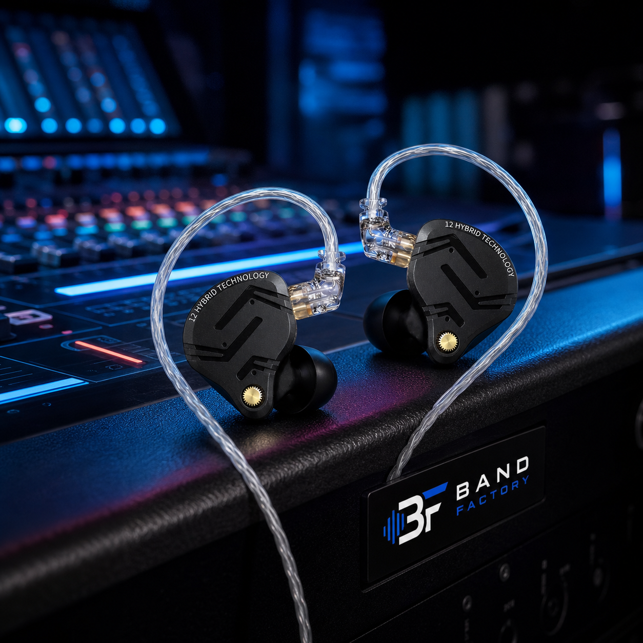 KZ ZS12 Pro X in-ear monitors — Band Factory rehearsal equipment scene